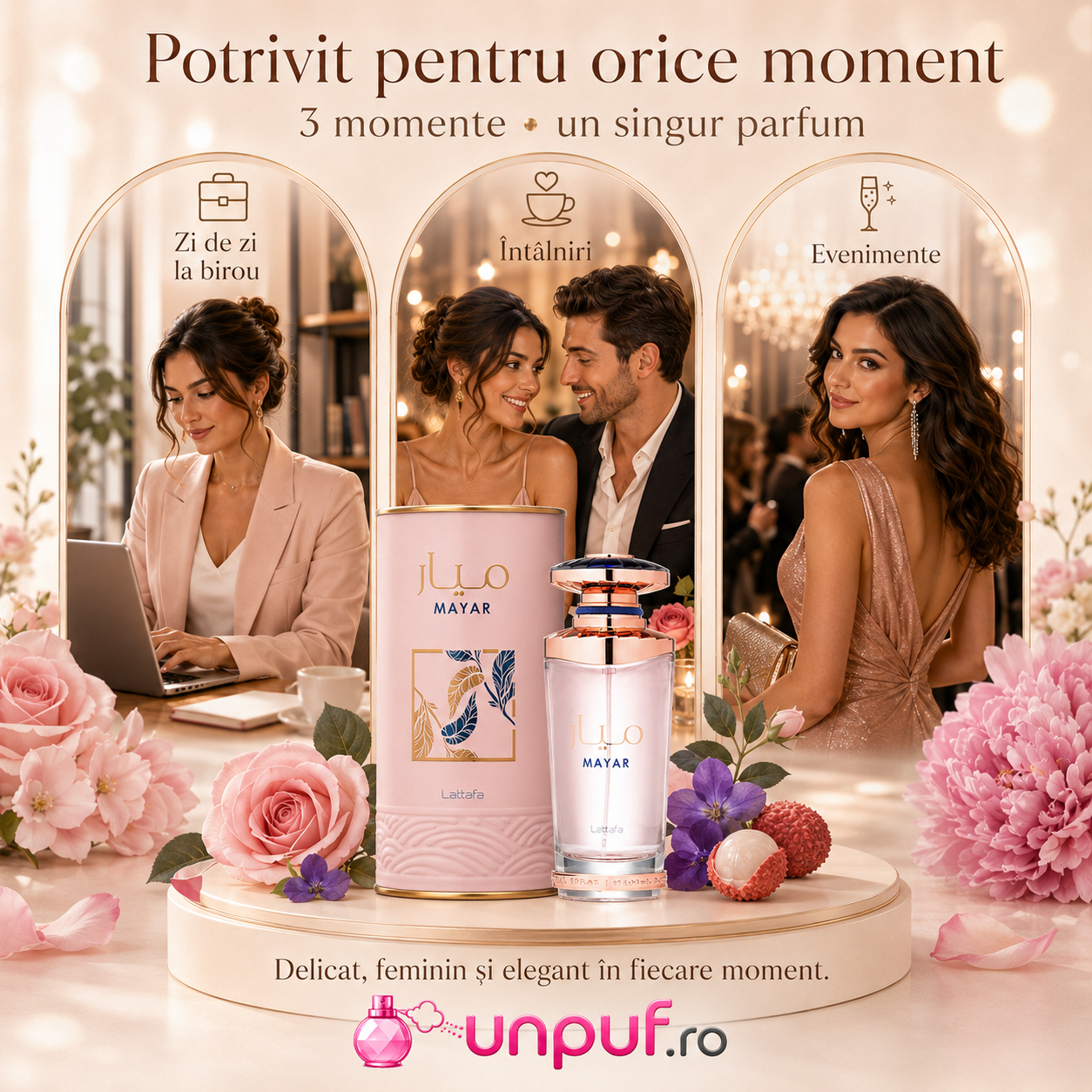 Lattafa Mayar parfum arabesc de damă, aromă florală și fructată, potrivit pentru femei elegante